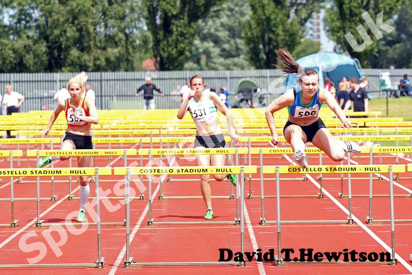 Kelly Clark, under-20s 100 metres hurdles, Northern under-15/17/20s.